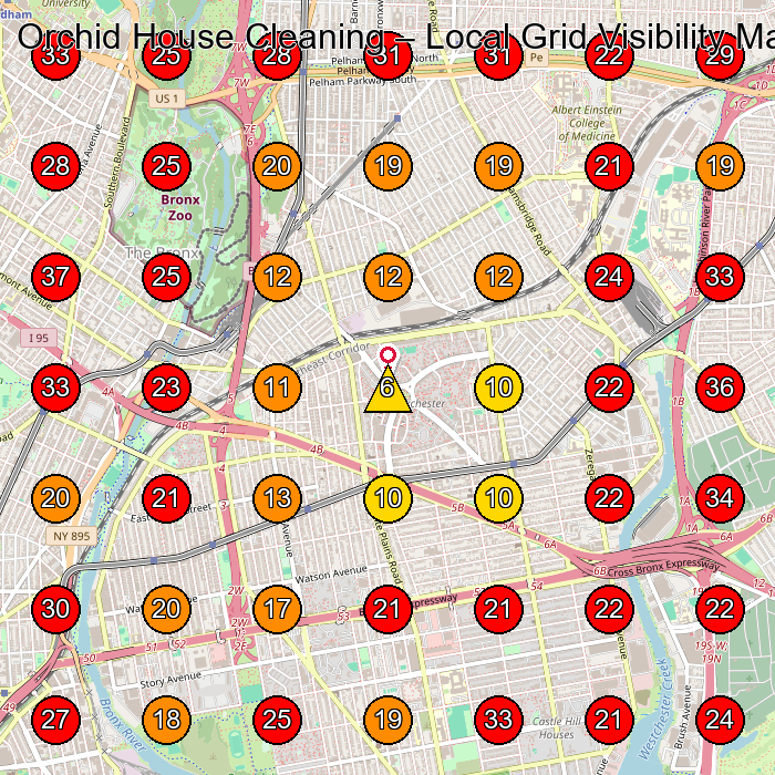 Orchid House Cleaning GeoGrid visibility map for House Cleaning Service in Bronx
